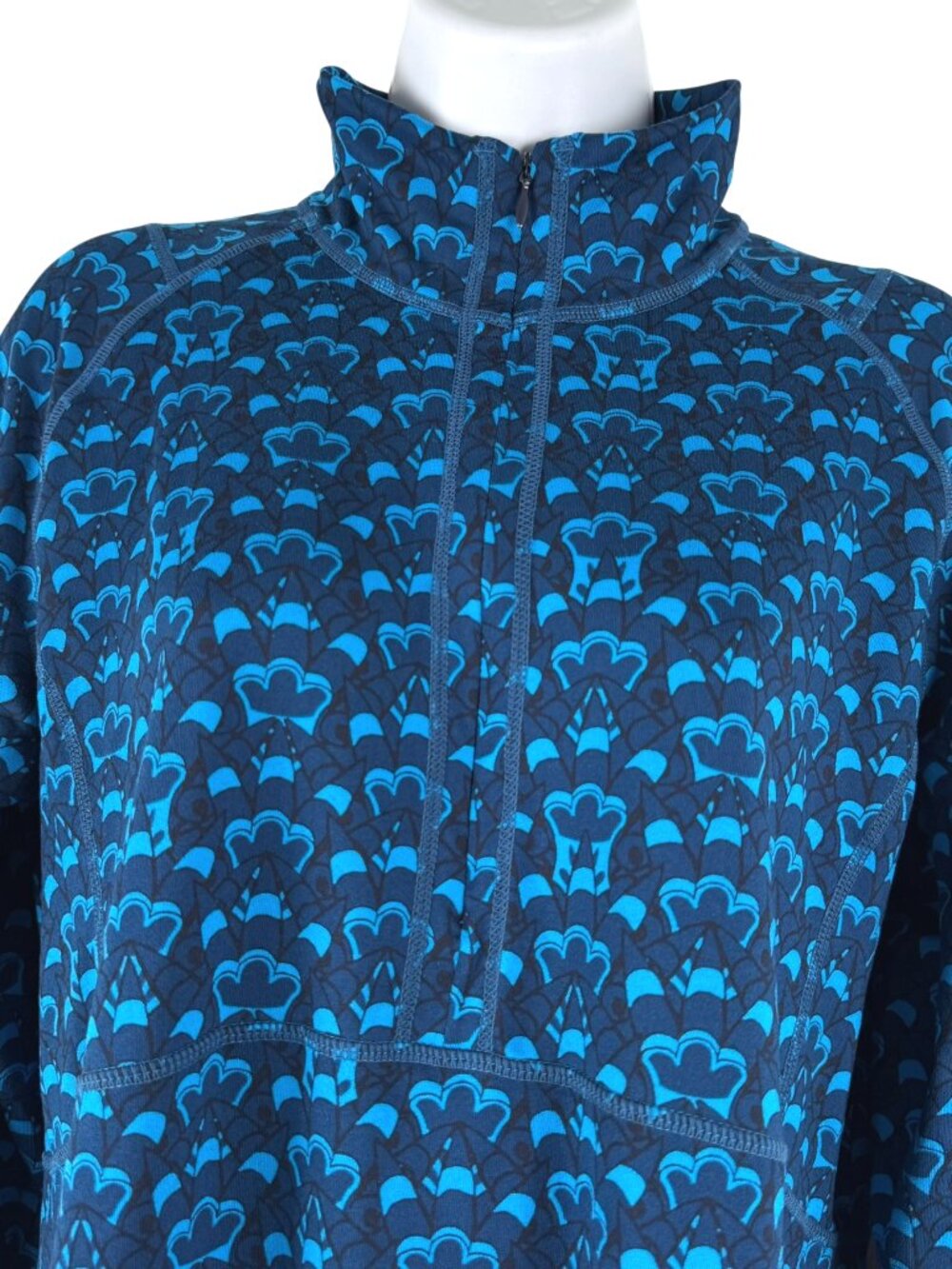 Title Nine Getaway Dress Large Blue Printed 1/2 Zip Long Sleeve Athletic DR-1936 - Picture 5 of 10